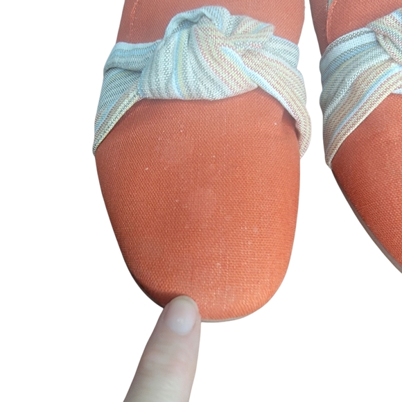 Violet & Red Coral Chic Orange Slip On Heel Loafers with Knotted Bow Stripe 6.5 - Picture 3 of 9